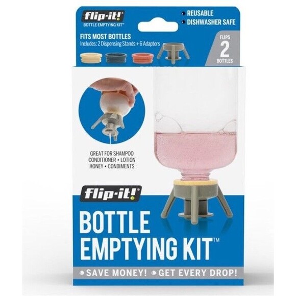 ❌SOLD‼️❌ Flip-It! Reusable Bottle Emptying Kit Cap w/2 Caps, Stands,Adapters - Picture 1 of 9